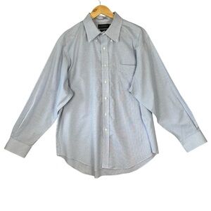 Lauren Ralph Lauren Classic Fit Non Iron Dress Shirt Blue Pattern 17 1/2 -34/35